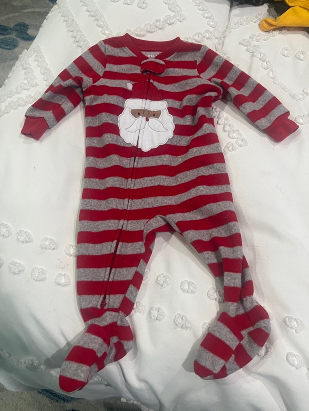 Carter’s Red & Gray Striped Baby One-Piece with Santa Applique